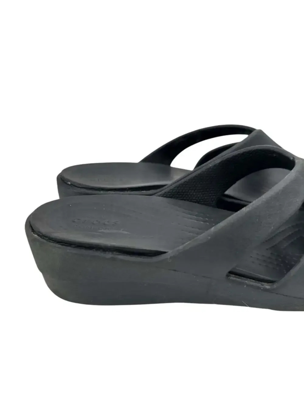Crocs Sanrah Wedge Comfort Slide Sandals Black Lightweight Womens Size 9